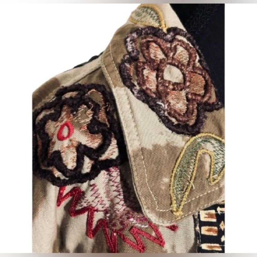 Vintage Embroidered Boho Patchwork Boho Cotton Jacket 80’s Floral 90’s Large - Picture 4 of 14